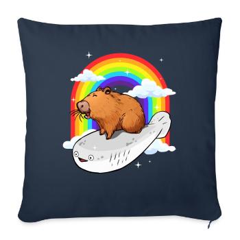 Drôle Sacabambaspis Poisson Meme Capybara Regenbog - Housse de coussin décorative 45 x 45 cm - bleu marine - Devant