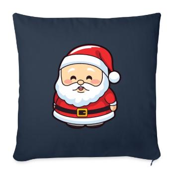 Père Noël drôle de Noël - Housse de coussin décorative 45 x 45 cm - bleu marine - Devant
