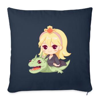 Princesse Dragon Mignon - Housse de coussin décorative 45 x 45 cm - bleu marine - Devant
