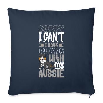 Projets avec mon berger australien - Housse de coussin décorative 45 x 45 cm - bleu marine - Devant