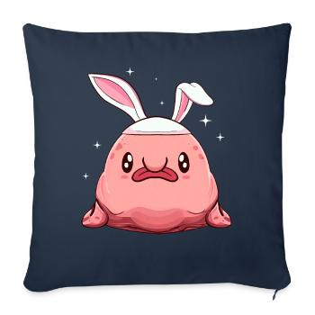 Kawaii Blobfish lapin de Pâques lapin - Housse de coussin décorative 45 x 45 cm - bleu marine - Devant