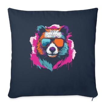 Großer Panda Pandabär Vintage - Sofakissenbezug 45 x 45 cm - Navy - Vorne