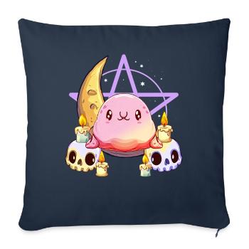 Kawaii Pastel Goth Blobfish croissant de lune crâne - Housse de coussin décorative 45 x 45 cm - bleu marine - Devant