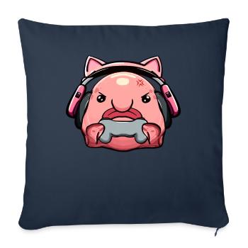 Kawaii Blobfish Gaming Gamer Fille - Housse de coussin décorative 45 x 45 cm - bleu marine - Devant