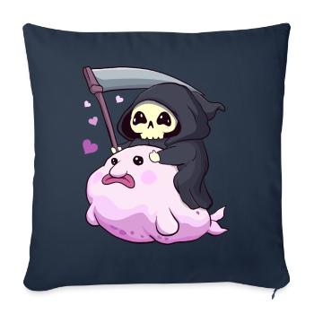 Kawaii Pastel Goth Blobfish Death Grim Reaper - Housse de coussin décorative 45 x 45 cm - bleu marine - Devant