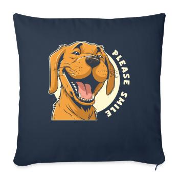 Labrador Mignon Juste Sourire - Housse de coussin décorative 45 x 45 cm - bleu marine - Devant