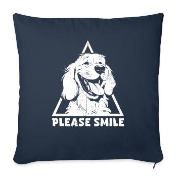 Golden Retriever Just Smile - Housse de coussin décorative 45 x 45 cm - bleu marine - Devant