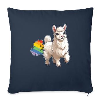 Lama Llama Lustig Regenbogenfurz - Sofakissenbezug 45 x 45 cm - Navy - Vorne