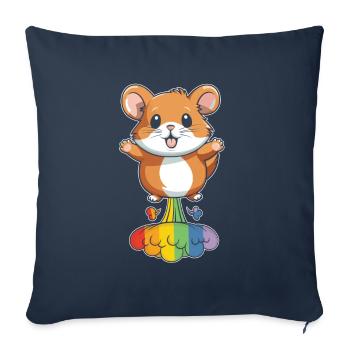 Hamster Or Hamster Drôle Arc-en-Ciel Pet - Housse de coussin décorative 45 x 45 cm - bleu marine - Devant