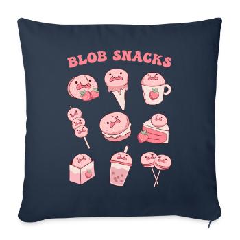 Kawaii Blobfish Strawberry Snacks - Sofa pillowcase 17,3'' x 17,3'' (45 x 45 cm) - navy - Front