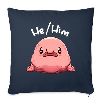 Kawaii Non Binaire Pronoms Queer Pronoms Blobfish - Housse de coussin décorative 45 x 45 cm - bleu marine - Devant