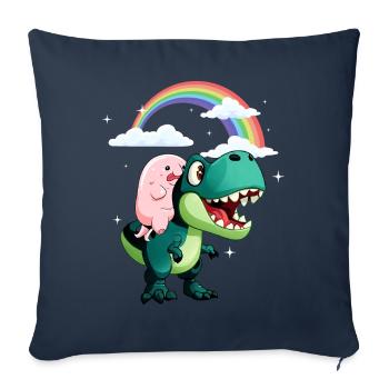 Poisson blob kawaii Trex Tyrannosaurus Rex - Housse de coussin décorative 45 x 45 cm - bleu marine - Devant