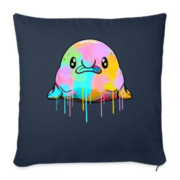 Kawaii Blobfish Dripping Paint - Sofa pillowcase 17,3'' x 17,3'' (45 x 45 cm) - navy - Front