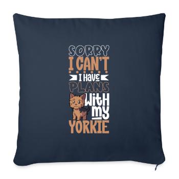 Projets avec mon Yorkshire Terrier - Housse de coussin décorative 45 x 45 cm - bleu marine - Devant