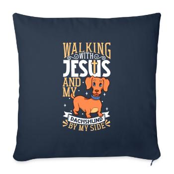 Jesus and Dog - Dachshund - Sofa pillowcase 17,3'' x 17,3'' (45 x 45 cm) - navy - Front