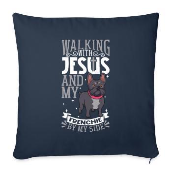 Jesus and Dog - French Bulldog - Sofa pillowcase 17,3'' x 17,3'' (45 x 45 cm) - navy - Front