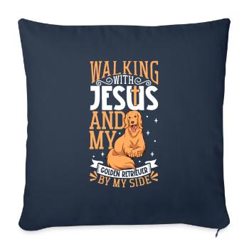 Jesus and Dog - Golden Retriever - Sofa pillowcase 17,3'' x 17,3'' (45 x 45 cm) - navy - Front