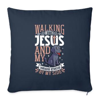 Jesus and Dog - Labrador Retriever - Sofa pillowcase 17,3'' x 17,3'' (45 x 45 cm) - navy - Front