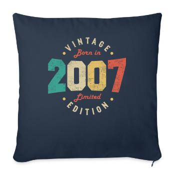 Vintage 2007 Original 2007 Anniversaire Rétro 2007 - Housse de coussin décorative 45 x 45 cm - bleu marine - Devant