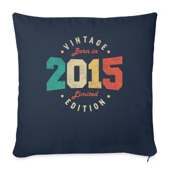 Vintage 2015 Original 2015 Anniversaire Rétro 2015 - Housse de coussin décorative 45 x 45 cm - bleu marine - Devant