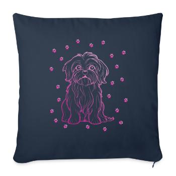 Havanese with small paws - Sofa pillowcase 17,3'' x 17,3'' (45 x 45 cm) - navy - Front