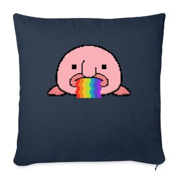 Blobfish arc-en-ciel Pixel - Housse de coussin décorative 45 x 45 cm - bleu marine - Devant