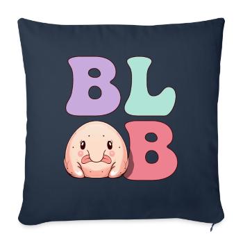 Drôle de poisson blob - Housse de coussin décorative 45 x 45 cm - bleu marine - Devant