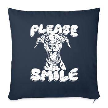 Doberman Funny Just Smile - Sofa pillowcase 17,3'' x 17,3'' (45 x 45 cm) - navy - Front