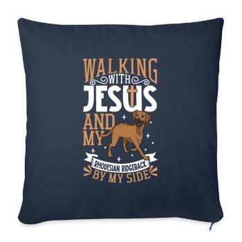 Jesus and Dog - Rhodesian Ridgeback - Sofa pillowcase 17,3'' x 17,3'' (45 x 45 cm) - navy - Front