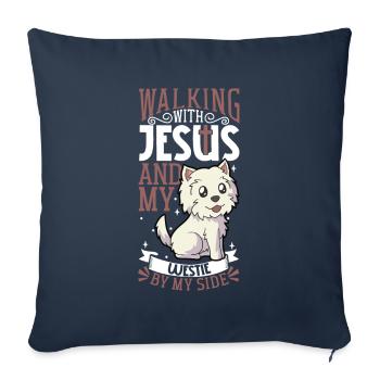Jesus and Dog - West Highland Terrier - Sofa pillowcase 17,3'' x 17,3'' (45 x 45 cm) - navy - Front