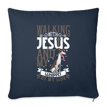 Jesus and Dog - Whippet - Sofa pillowcase 17,3'' x 17,3'' (45 x 45 cm) - navy - Front