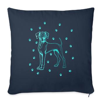 Dogue allemand avec de petites pattes - Housse de coussin décorative 45 x 45 cm - bleu marine - Devant