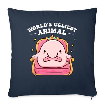 Drôle de poisson blob - Housse de coussin décorative 45 x 45 cm - bleu marine - Devant