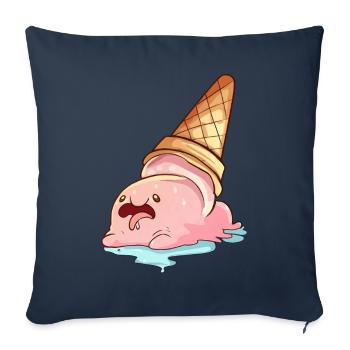 Kawaii Blobfish Crème Glacée Fondante - Housse de coussin décorative 45 x 45 cm - bleu marine - Devant