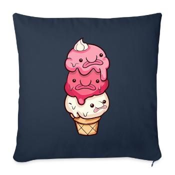 Crème glacée Kawaii Blobfish - Housse de coussin décorative 45 x 45 cm - bleu marine - Devant