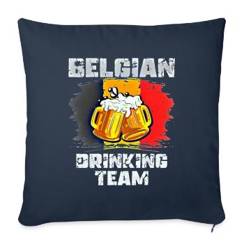 Équipe de beuverie de Belgique - Housse de coussin décorative 45 x 45 cm - bleu marine - Devant