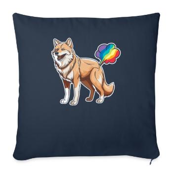 Wolf Funny Rainbow Fart - Sofa pillowcase 17,3'' x 17,3'' (45 x 45 cm) - navy - Front