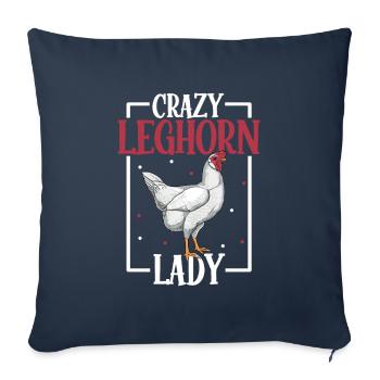 Crazy Leghorn Lady - Leghorn - Sofa pillowcase 17,3'' x 17,3'' (45 x 45 cm) - navy - Front