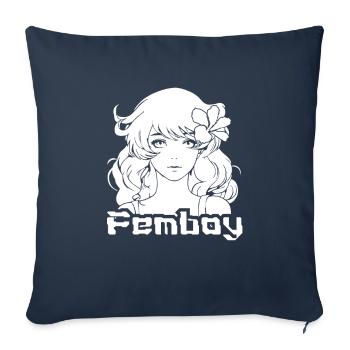 Anime Manga Kawaii Femboy Anime - Housse de coussin décorative 45 x 45 cm - bleu marine - Devant