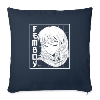 Anime Manga Kawaii Femboy Anime - Housse de coussin décorative 45 x 45 cm - bleu marine - Devant
