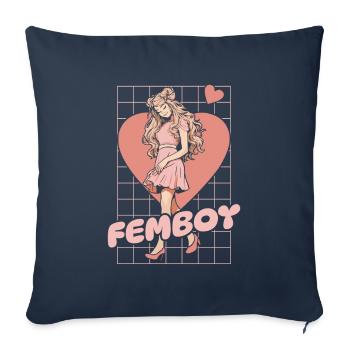 Anime Manga Kawaii Femboy Anime - Housse de coussin décorative 45 x 45 cm - bleu marine - Devant