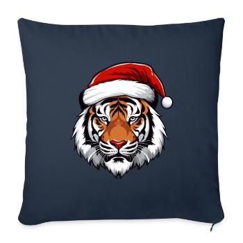 Tête de tigre Noël Noël - Housse de coussin décorative 45 x 45 cm - bleu marine - Devant