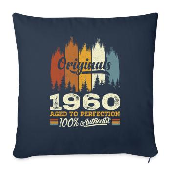 1960 Vintage Cadeau D'anniversaire 1960 Original - Housse de coussin décorative 45 x 45 cm - bleu marine - Devant