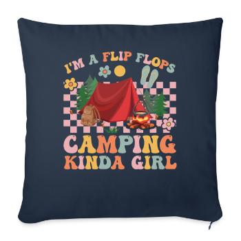 Groovy Camper Girls Camping-car Camping - Housse de coussin décorative 45 x 45 cm - bleu marine - Devant