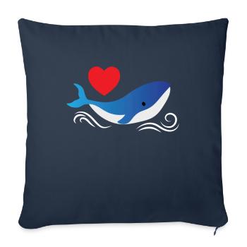 Baleine Bleue Coeur Baleine Mer - Housse de coussin décorative 45 x 45 cm - bleu marine - Devant