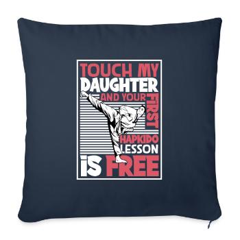 Ne touche pas à ma fille - Hapkido - Housse de coussin décorative 45 x 45 cm - bleu marine - Devant
