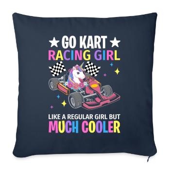 Femme Go-Kart Racer Go Karting Girl - Housse de coussin décorative 45 x 45 cm - bleu marine - Devant