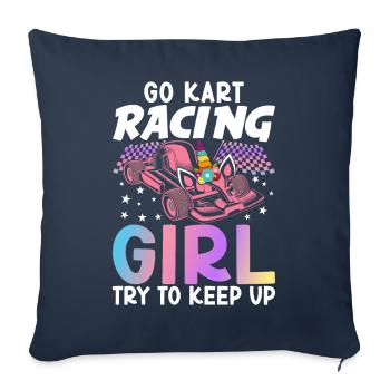 Femme Go-Kart Racer Go Karting Girl - Housse de coussin décorative 45 x 45 cm - bleu marine - Devant