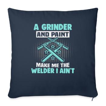 Soudeur Dire Design pour les métallurgistes - Housse de coussin décorative 45 x 45 cm - bleu marine - Devant