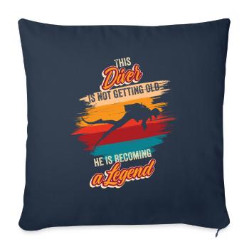 Anniversaire de plongeur instructeur de plongée plongée en apnée - Housse de coussin décorative 45 x 45 cm - bleu marine - Devant